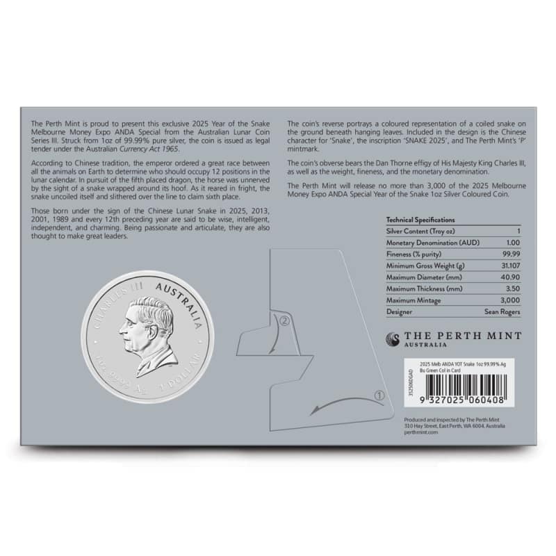 2025年 オーストラリアン・シルバー・スワン 1ドル 2025 P Australia $1 1oz Silver Year of the Snake NGC MS70 First