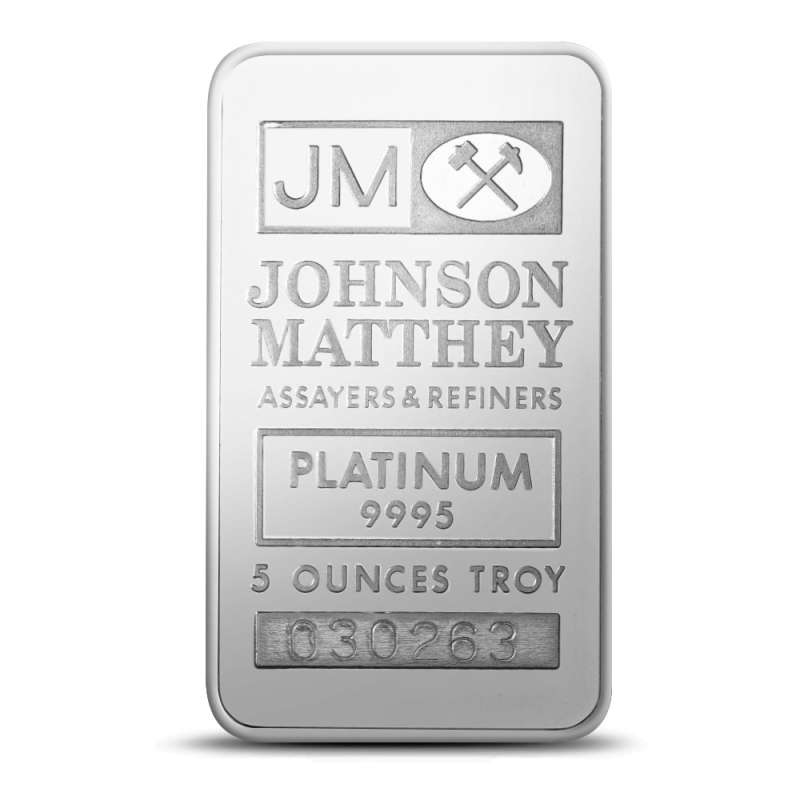 純銀29.54g 5 oz Johnson Matthey Platinum Bar (Secondary Market) l JM Bullion™