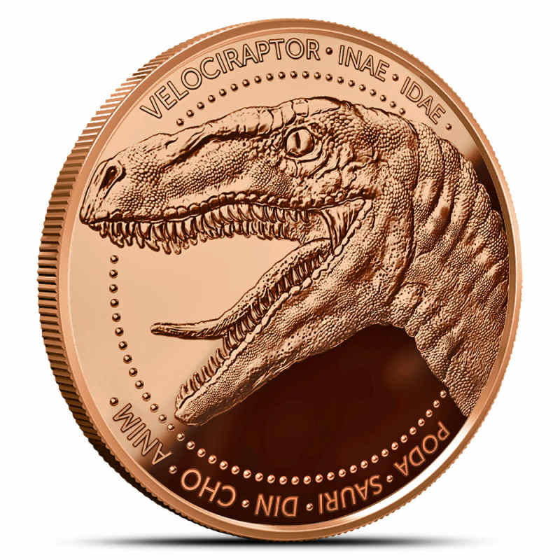 1 oz The Lost World Collection Velociraptor Copper Round l JM Bullion™