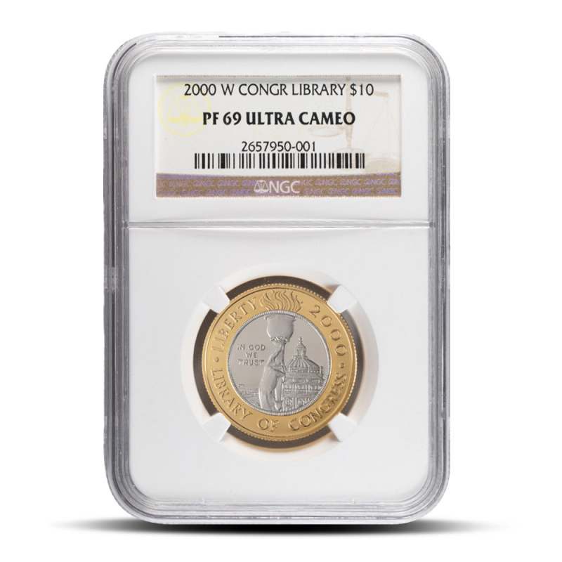 2000-W Proof $10 Bimetallic Library of Congress Coin PR/PF69 l JM