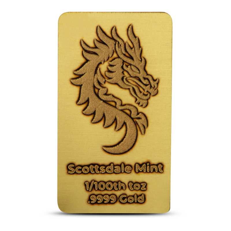 1/100 oz Scottsdale Dragon Gold Bar (New) l JM Bullion™