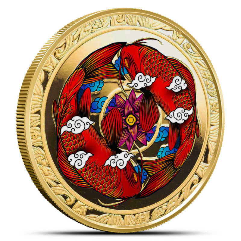 2023 1 oz Proof Colorized Fiji Gold Koi Fish Coin l JM Bullion™