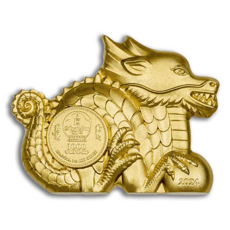 2024 Mongolia Silver Lunar Year of the Dragon Coin (Gilded) l JM