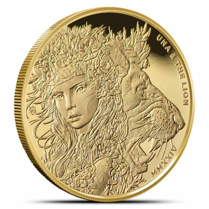 【新品】The Lion's Share 2: Gold Shillings 2024 1/2 Gram Proof St. Helena Gold Una and The Lion Coin l JM