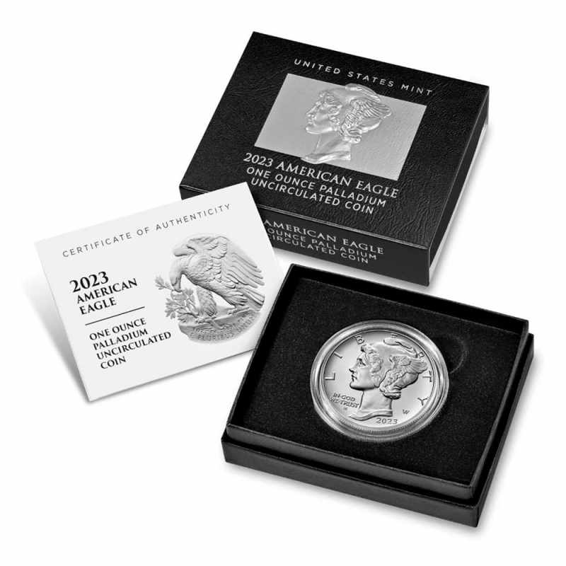 2023-W 1 oz Burnished American Palladium Eagle Coin (Box + CoA) l