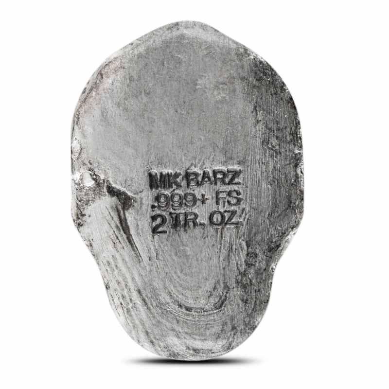 2 oz MK Barz Hand Poured Football Helmet Skull Silver Bar l JM