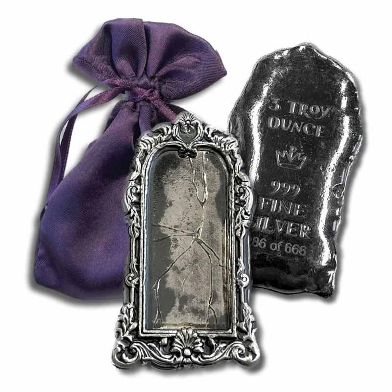 3 oz Monarch Friday the 13th Broken Mirror Silver Bar (New) l JM