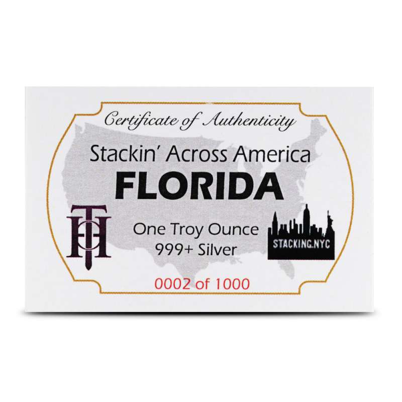 1 oz Colorized Florida License Plate Silver Bar l JM Bullion™