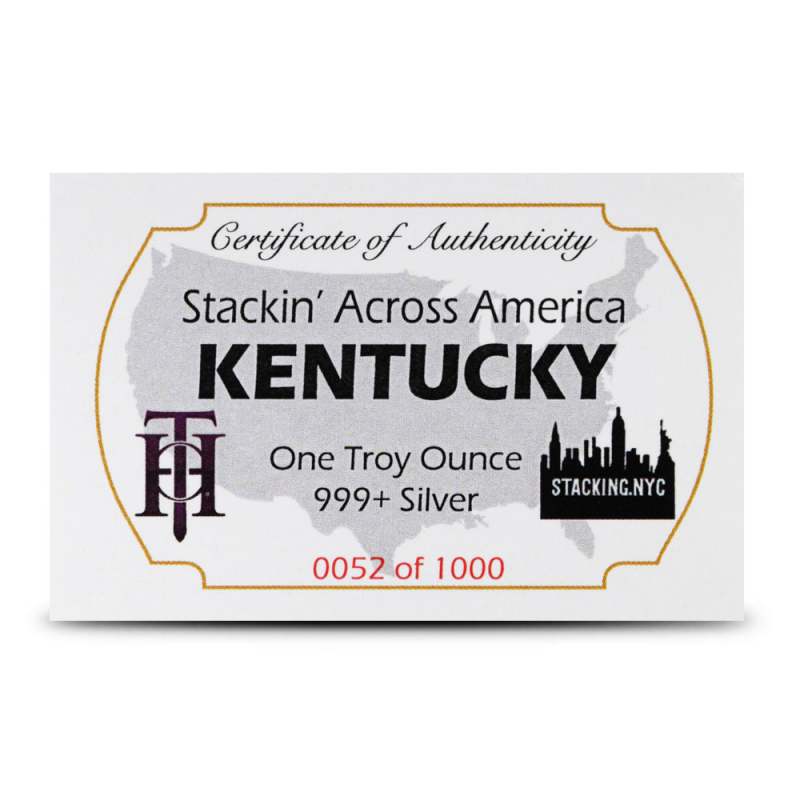 【限定500枚】ペガサス銀貨1oz★金×ブラック仕様★証明書付★希少282番 1 oz Colorized Kentucky License Plate Silver Bar (New) l JM Bullion™