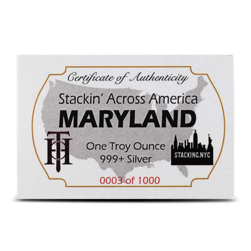 1 oz Colorized Maryland License Plate Silver Bar l JM Bullion™