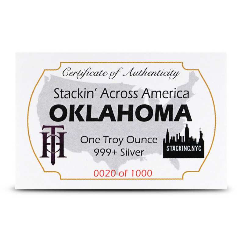 1 oz Colorized Oklahoma License Plate Silver Bar (New) l JM Bullion™