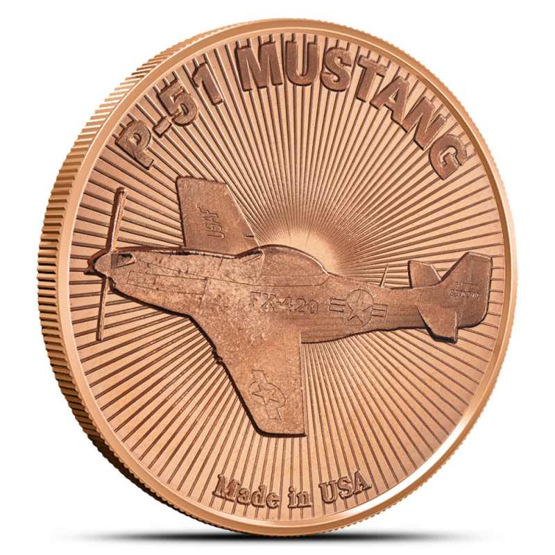 1 oz P-51 Mustang Copper Round l JM Bullion™