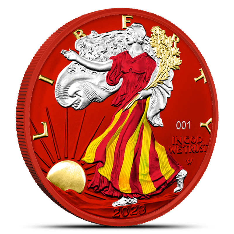 2023 1 oz Red Colorized American Silver Eagle Space Metals IV Coin