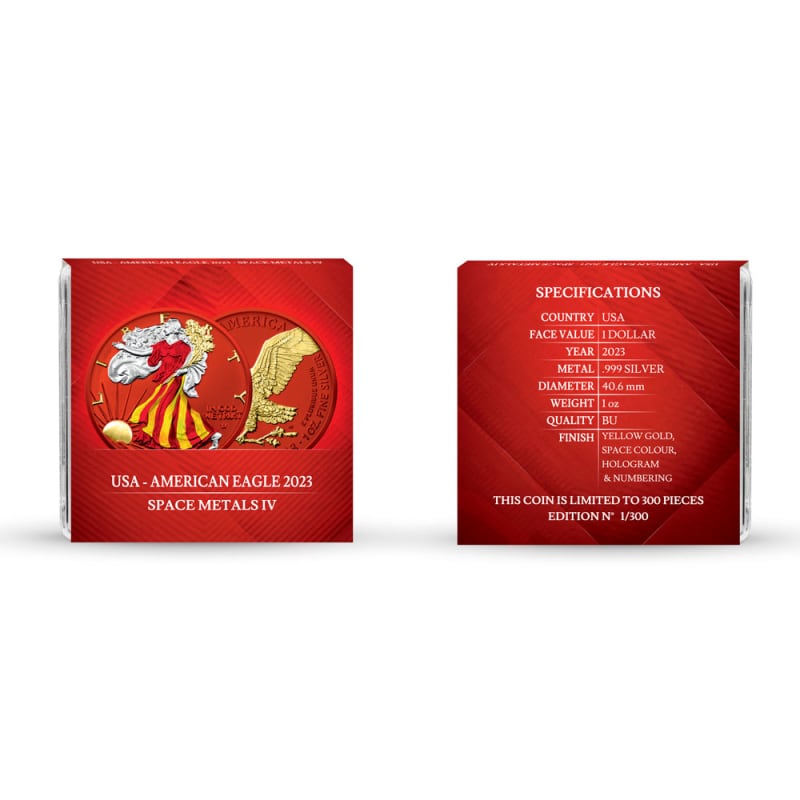 2023 1 oz Red Colorized American Silver Eagle Space Metals IV Coin