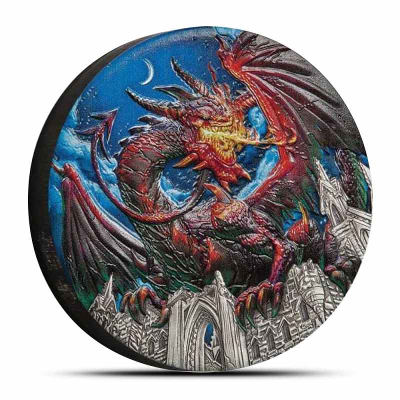 2023 5 oz Antique Colorized Tuvalu Silver Dragon Coin l JM Bullion™
