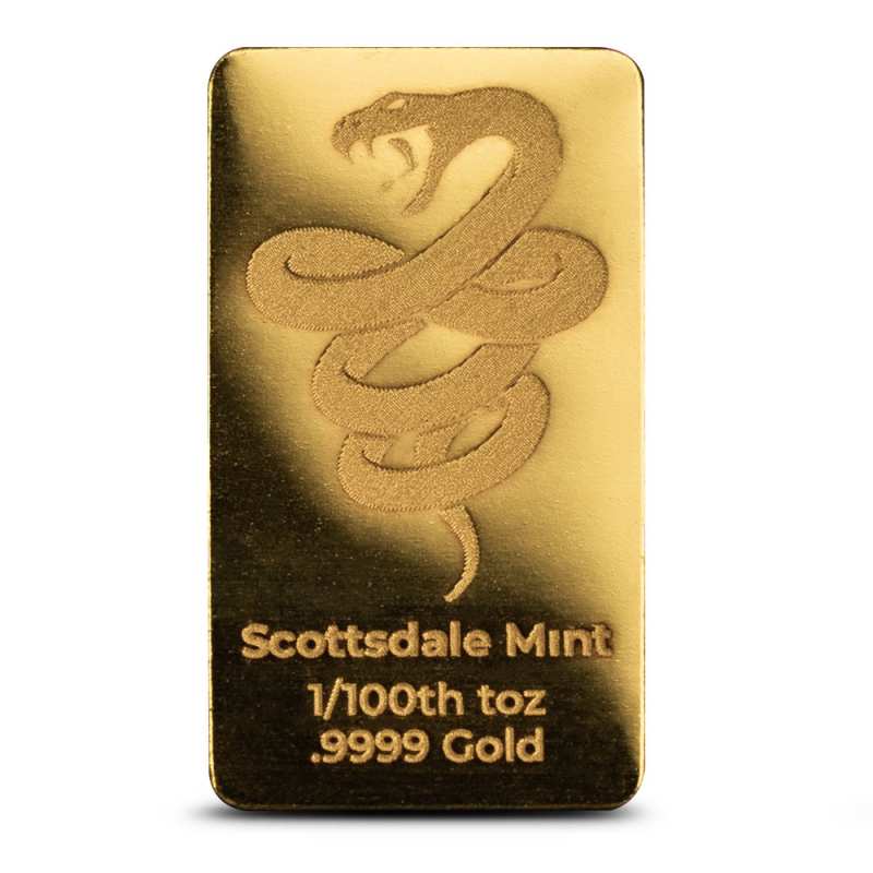 1/100 oz Scottsdale Snake Gold Bar (New) l JM Bullion™