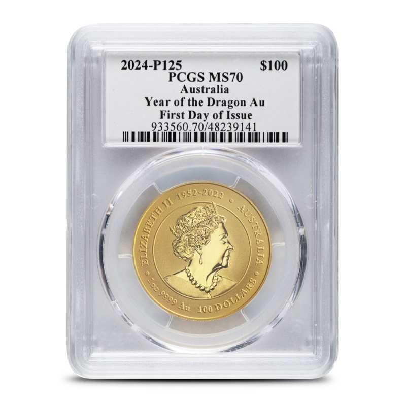 2024 1 oz Australian Lunar Dragon Gold Coin MS70 l JM Bullion™