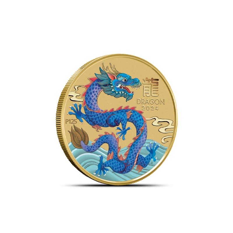 2024 1/10 oz Colorized Australian Gold Lunar Dragon Coin (BU) l JM