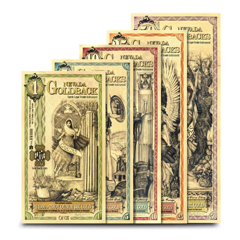 5 Piece Nevada Goldback Gold Note Set (New) l JM Bullion™