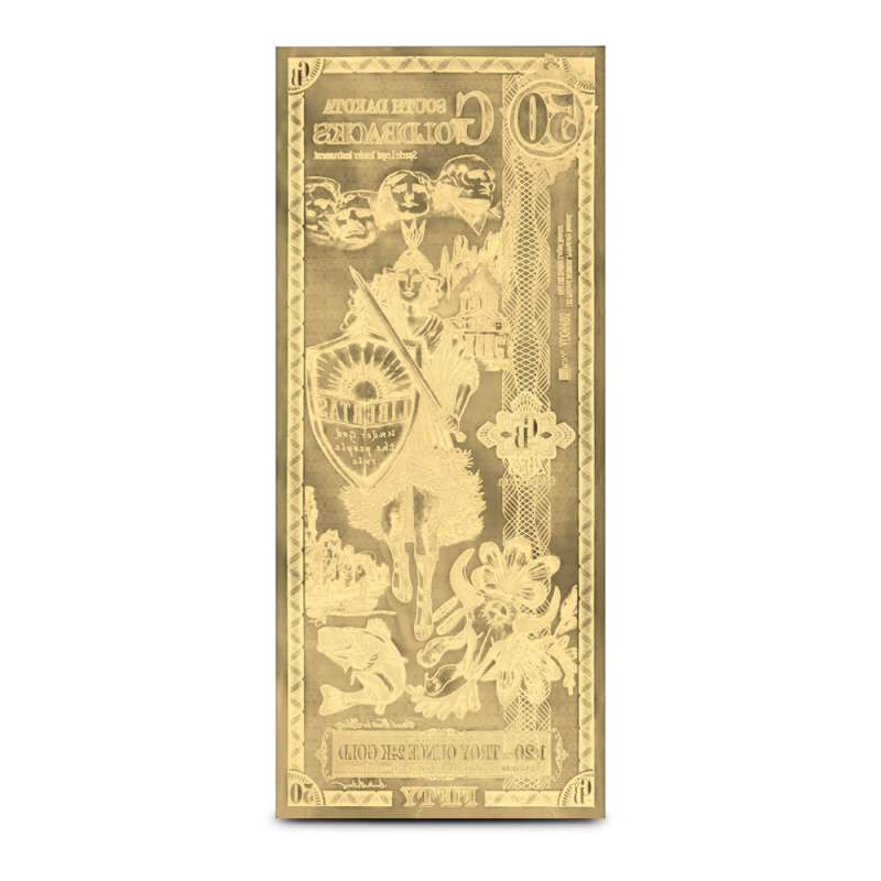 「金の盾」とパンフレット 50 South Dakota Goldback Gold Note (New) l JM Bullion™