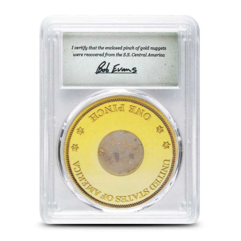 1857 SS Central America 1.5 Gram Gold Pinch PCGS Certified l JM