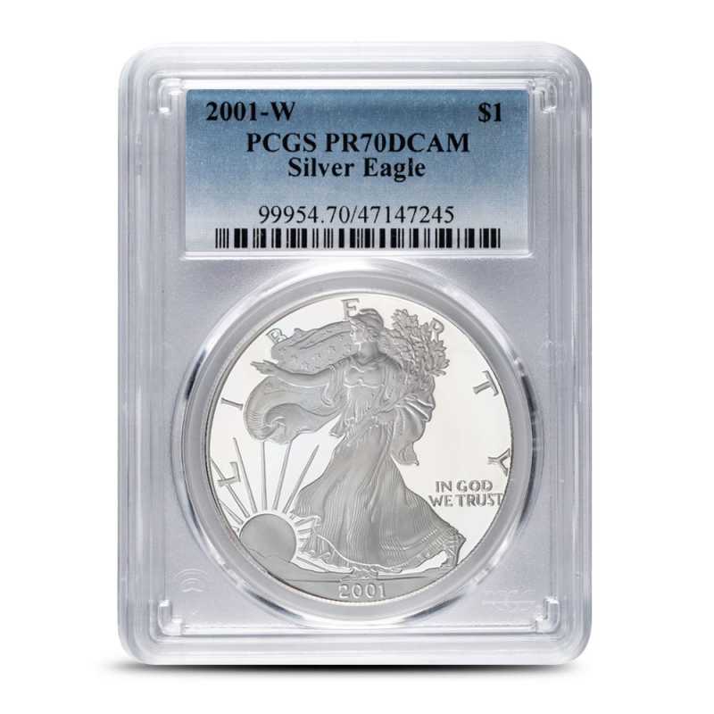 2001-W 1 oz Proof American Silver Eagle Coin PCGS PR70 DCAM l JM