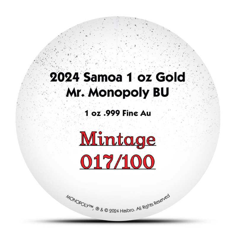 2024 1 oz Samoa Gold Mr. Monopoly Coin (BU) l JM Bullion™