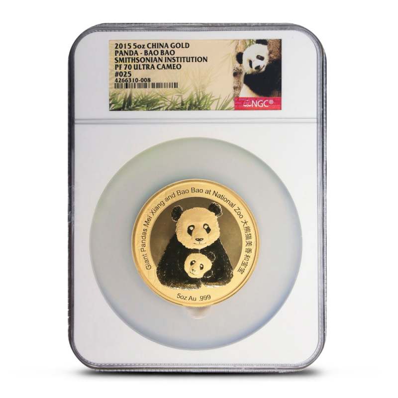2015 5 oz Proof Chinese Gold Smithsonian Institution Panda Medal
