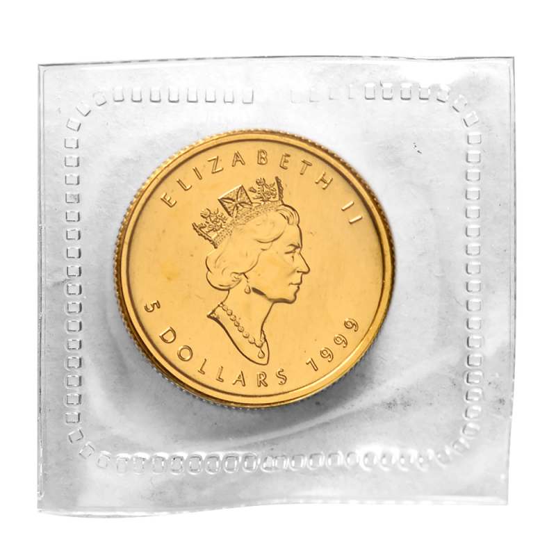 1999 1/10 oz Canadian Gold Maple Leaf 20 Years ANS Privy Coin l JM