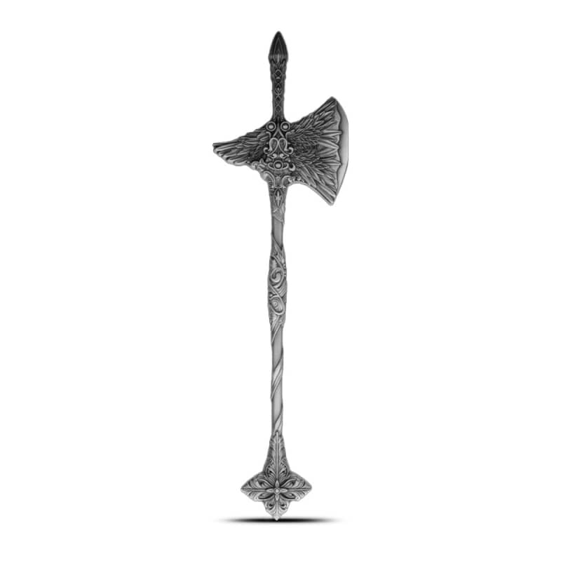 2.5 oz Antique Silver The Halberd of St. Gabriell Shaped Bar l JM