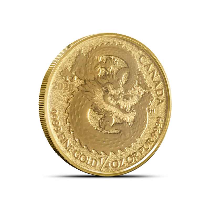 セントジョージ・ドラゴン (ゴールド＋ロジウムコーティング＋ダイヤモンド) 2020 1/4 oz Canadian Dragon Gold Coin l JM Bullion™