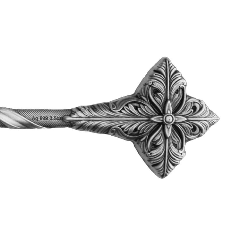 2.5 oz Antique Silver The Halberd of St. Gabriell Shaped Bar l JM