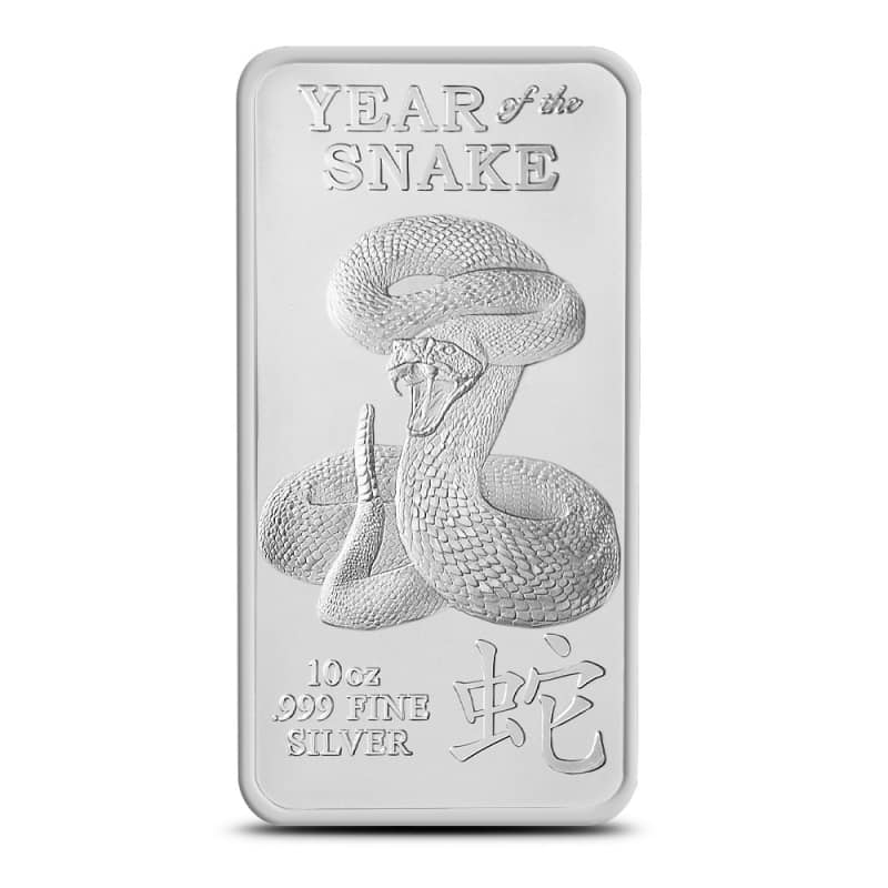 10 oz Year of the Snake Silver Bar (New) l JM Bullion™