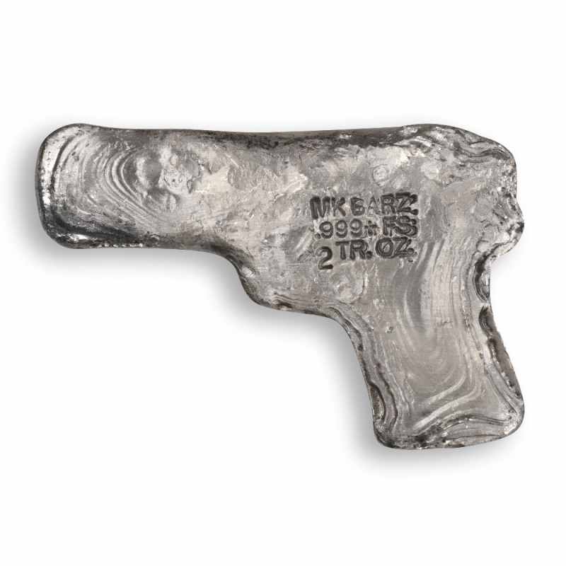 2 oz MK Barz 9MM Hand Gun Poured Silver Bar (New) l JM Bullion™