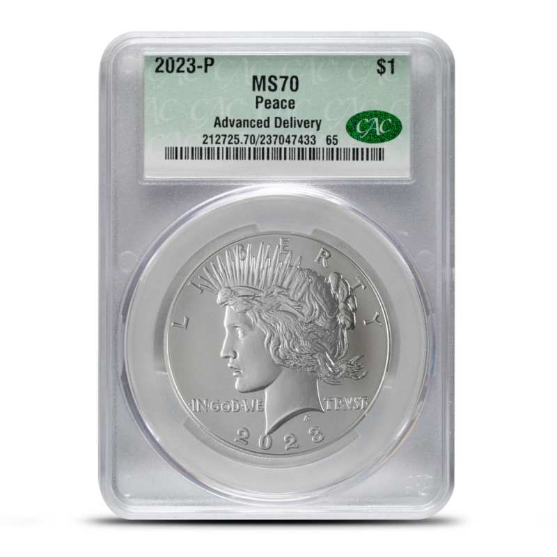 2023 Peace Silver Dollar Coin CAC MS70 Advanced Delivery l JM Bullion™
