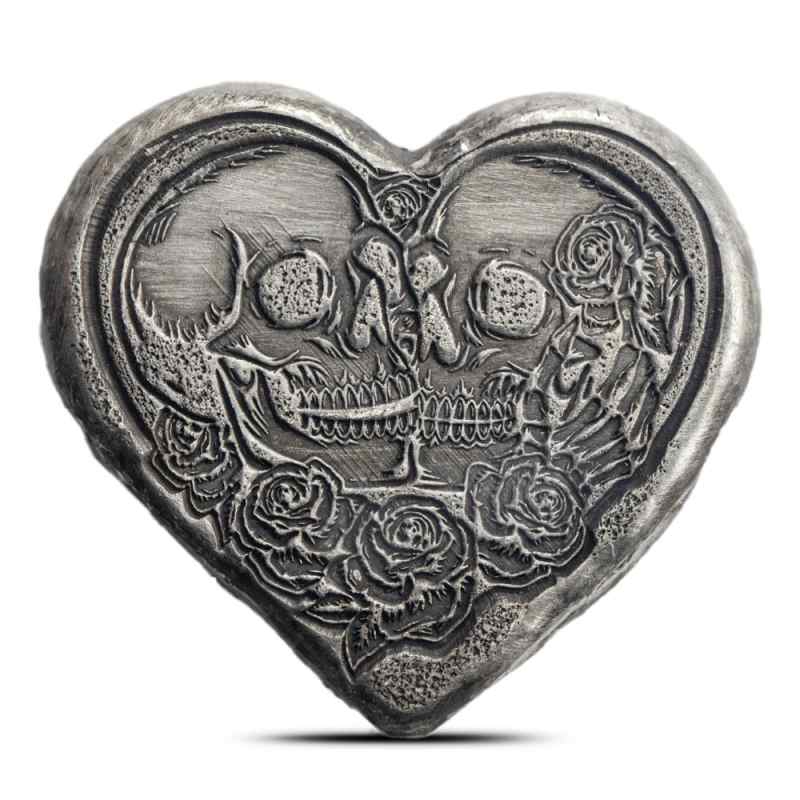 金属製 LOVE オブジェ シルバー 1 oz MK Barz Undying Love Heart Shaped Silver Bar (New) l JM Bullion™