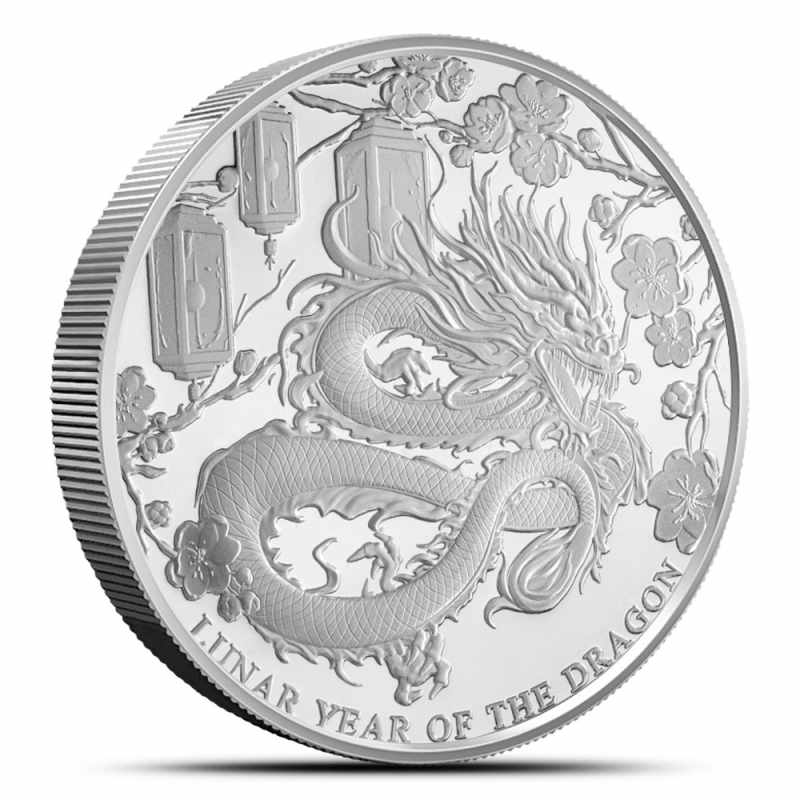 2024 5 oz Proof Pitcairn Islands Silver Lunar Year of the Dragon