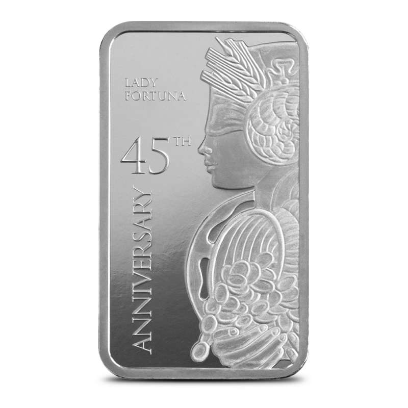 1 oz PAMP Suisse Lady Fortuna 45th Anniversary Silver Bar l JM