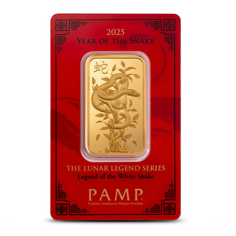 2025 1 oz PAMP Suisse Lunar Legend White Snake Gold Bar l JM Bullion™