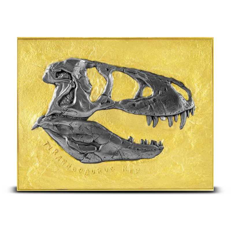Ｔレックス化石発見記念銀貨 2023 Chad Bi-Metal Tyrannosaurus Rex Fossil Coin (Gilded) l JM