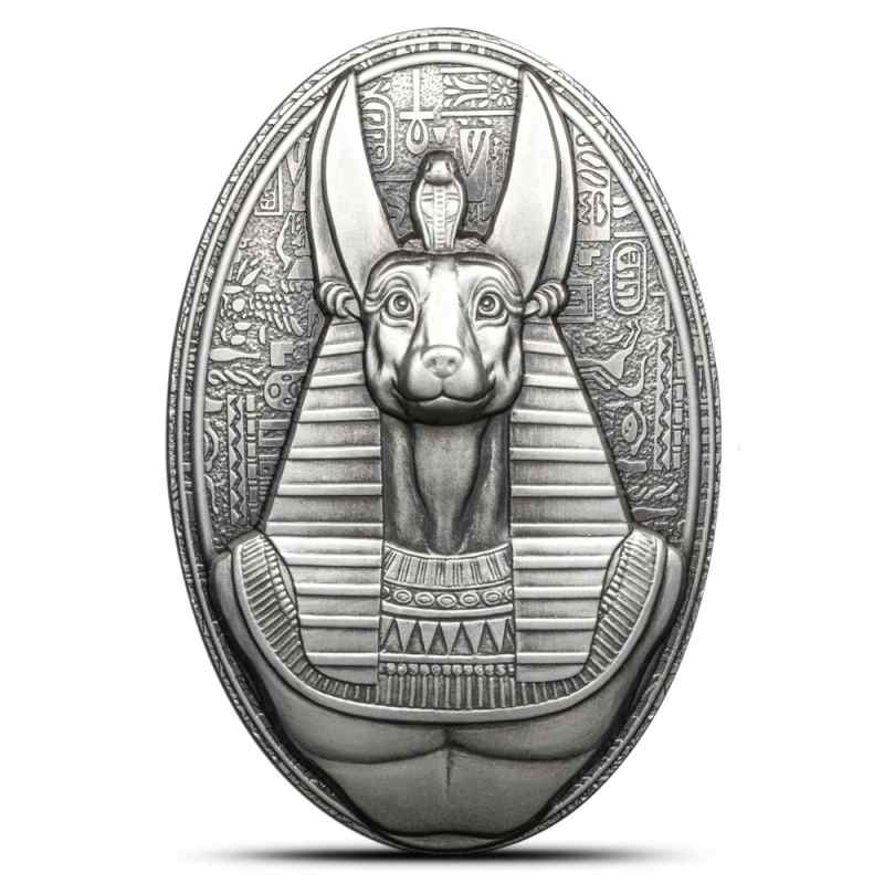難あり　純銀　エジプト神　アヌビス 2024 3 oz Antique Republic of Djibouti Silver Anubis Coin l JM