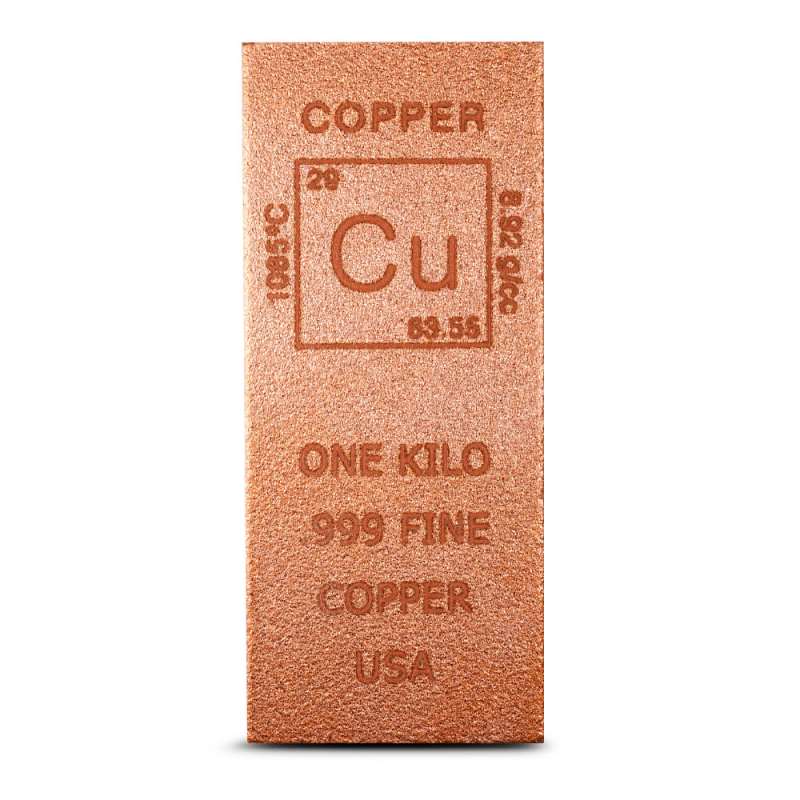 純銅1 Pound Copper Bar 999FineUniquels 1 Kilo Elemental Copper Bar (New) l JM Bullion™