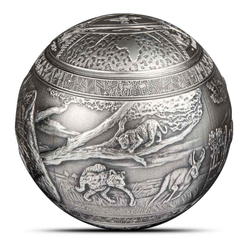2023 Antique Djibouti Silver Lightning Leopard Sphere Coin l JM