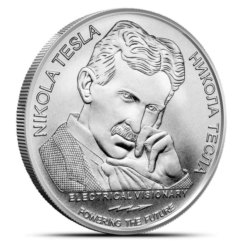Colorized Republic of Serbia Silver Nikola Tesla Anti Gravity Coin