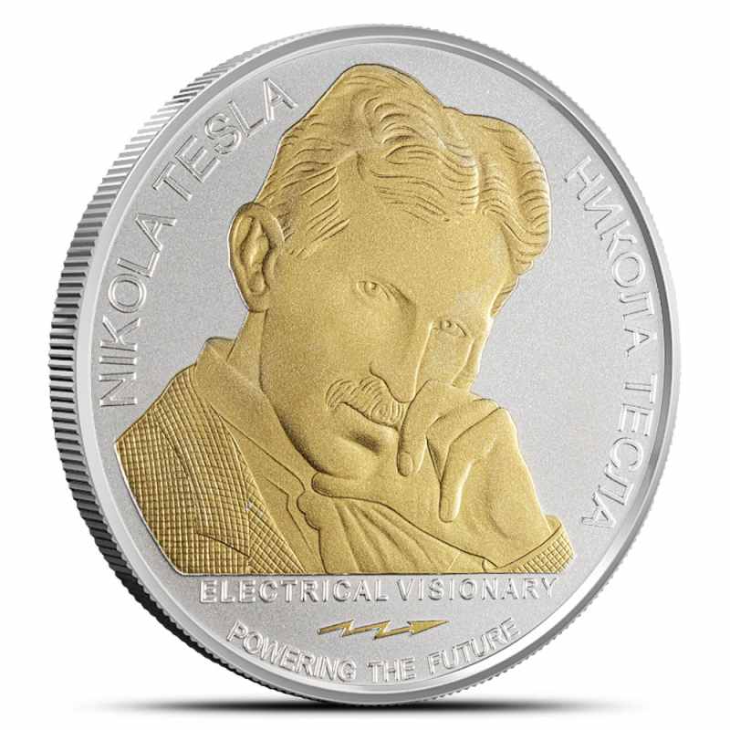 2023年　テスラ銀貨　プルーフver 宇宙の秘密　1オンス　1枚 Republic of Serbia Silver Nikola Tesla Anti Gravity Coin (Gilded