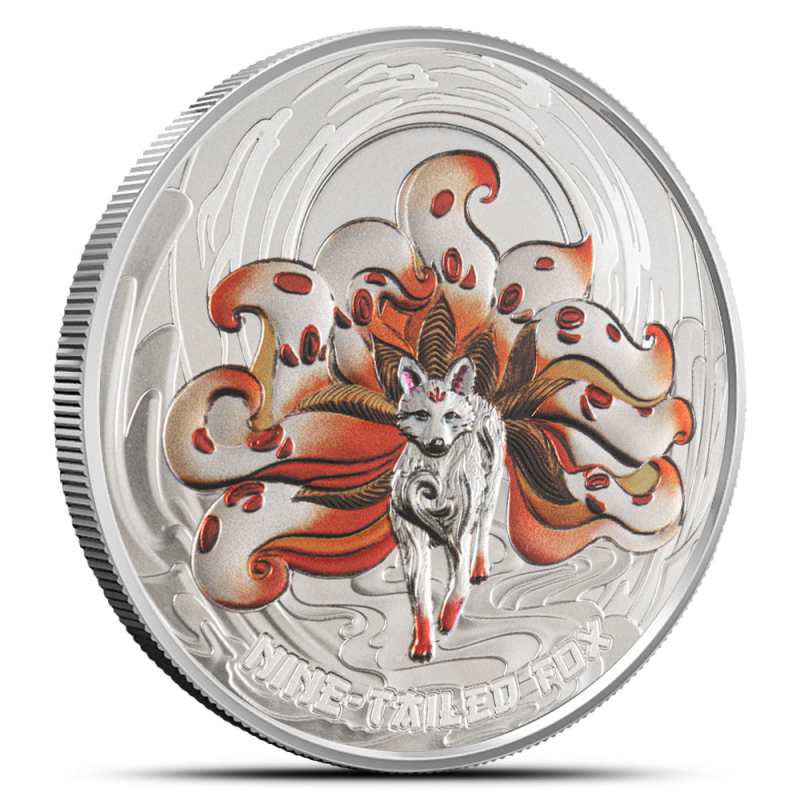 Samoa Mythical Creatures Colorized Silver Nine Tailed Fox Coin l