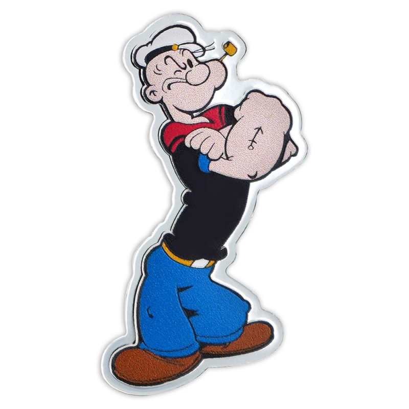 ポパイ2ドルカラー銀貨（サモア）1oz silver999（純銀） 2023年 2023 1 oz Proof Samoa Silver Popeye the Sailor Man Shaped Coin l