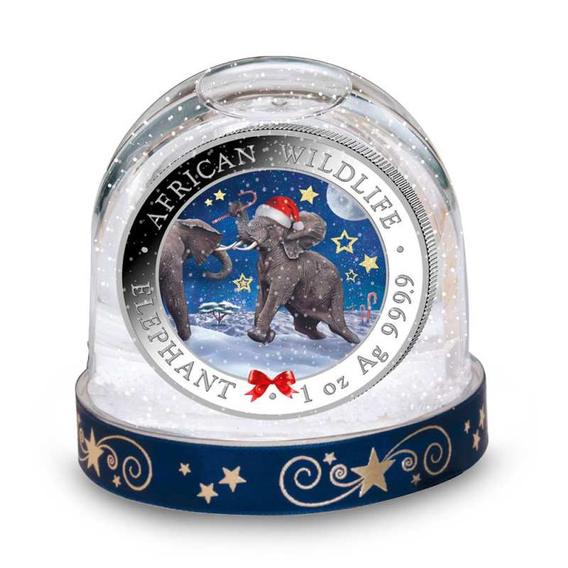 2024 1 oz Colorized Somalia Silver Christmas Elephant Coin l JM