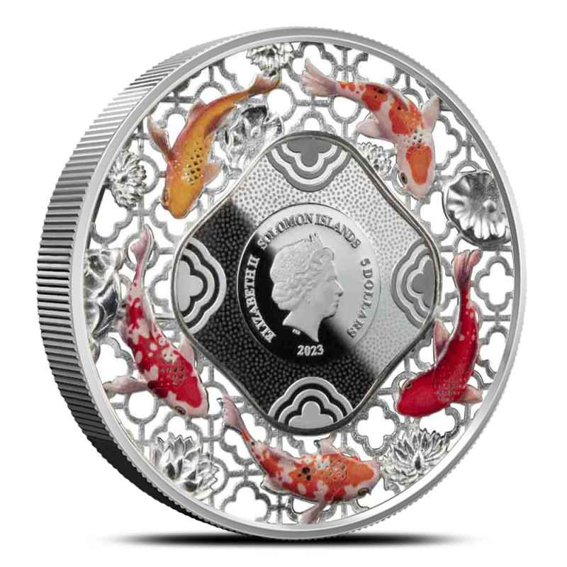 2023 Colorized Solomon Islands Silver Filigree Koi Coin l JM Bullion™