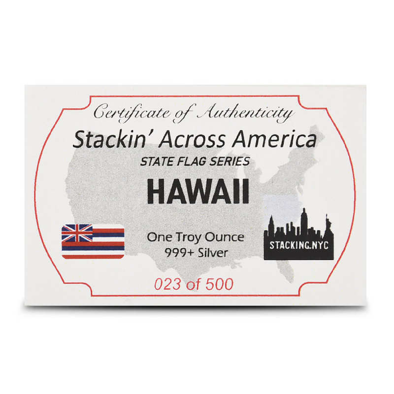 1 oz Colorized Stacking Across America Hawaii State Flag Silver